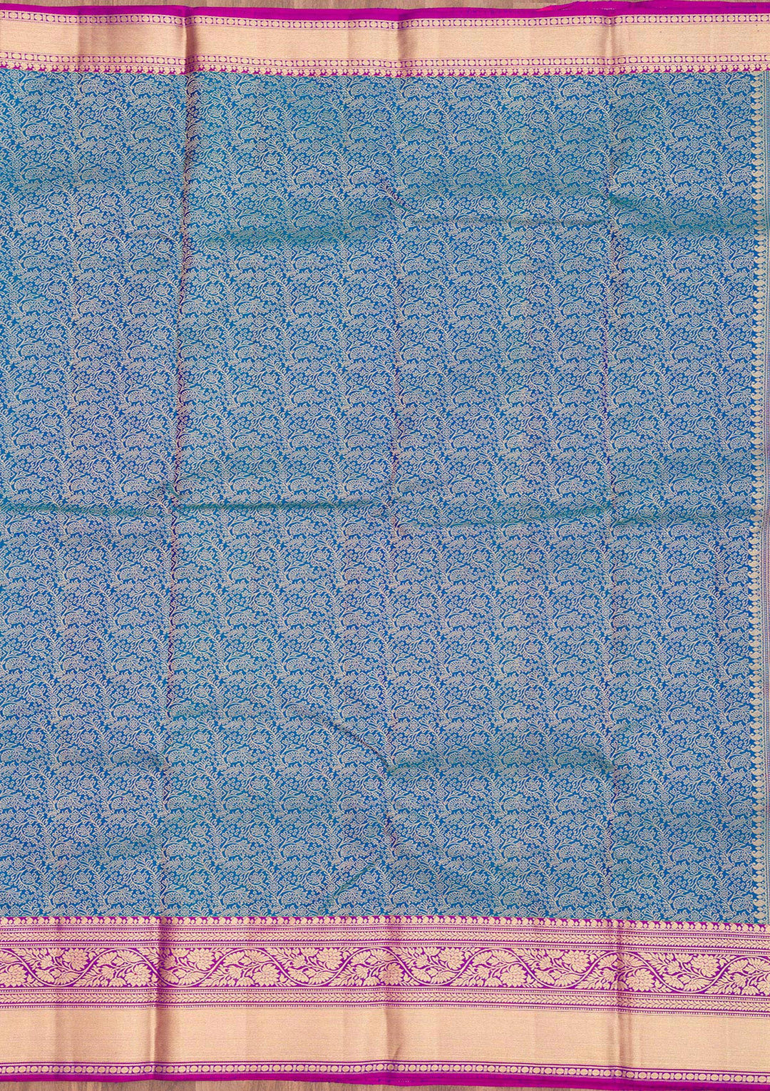 Peacock Blue Zariwork Pure Silk Saree