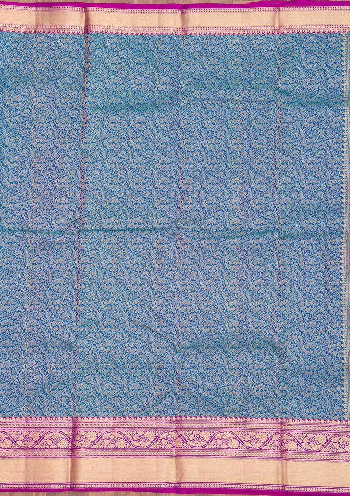 Peacock Blue Zariwork Pure Silk Saree