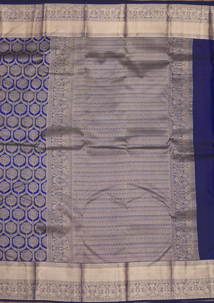 Peacock Blue Zariwork Pure Silk Saree