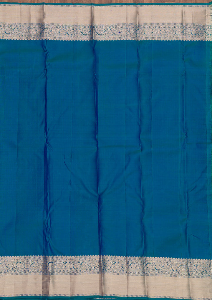Peacock Blue Zariwork Pure Silk Saree