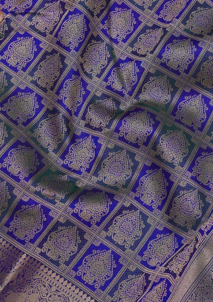 Peacock Blue Zariwork Pure Silk Saree
