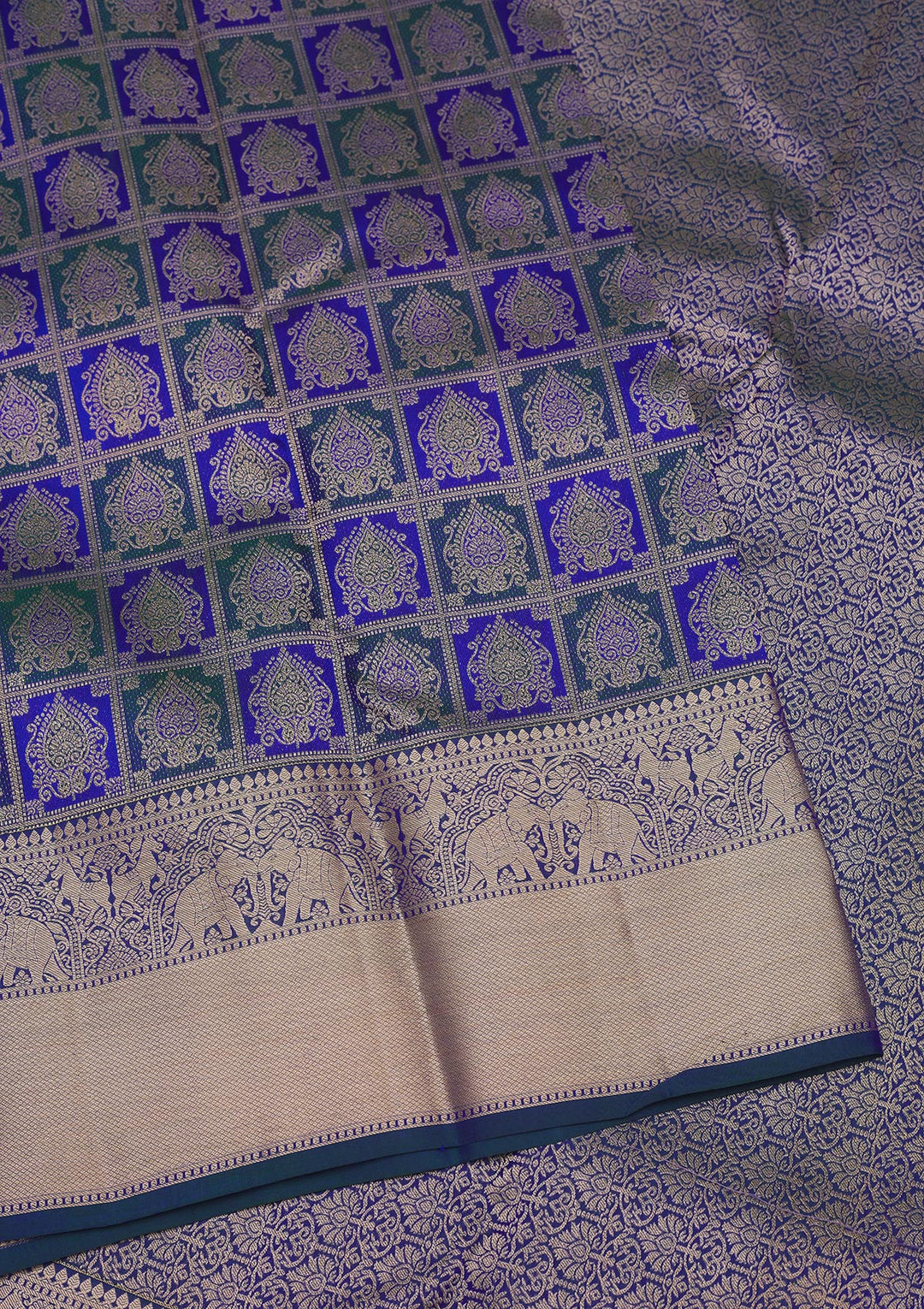 Peacock Blue Zariwork Pure Silk Saree