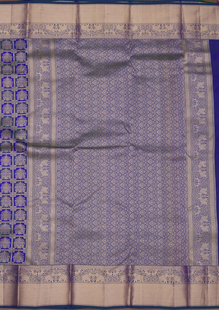Peacock Blue Zariwork Pure Silk Saree