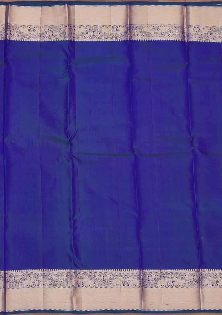 Peacock Blue Zariwork Pure Silk Saree