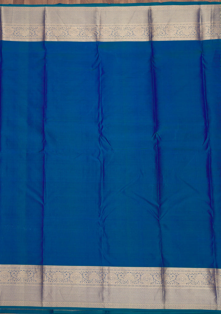 Peacock Blue Zariwork Pure Silk Saree