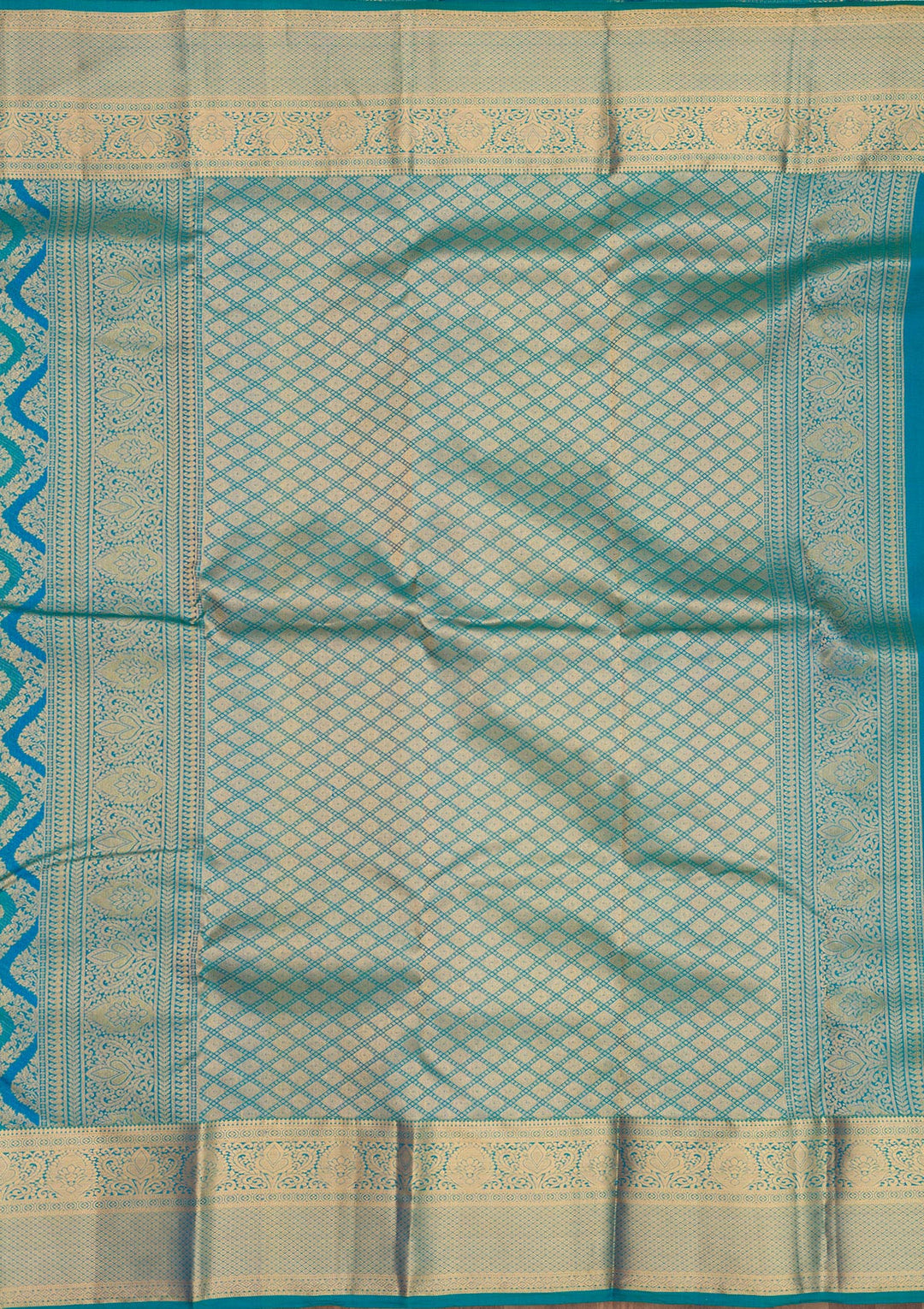 Peacock Blue Zariwork Pure Silk Saree