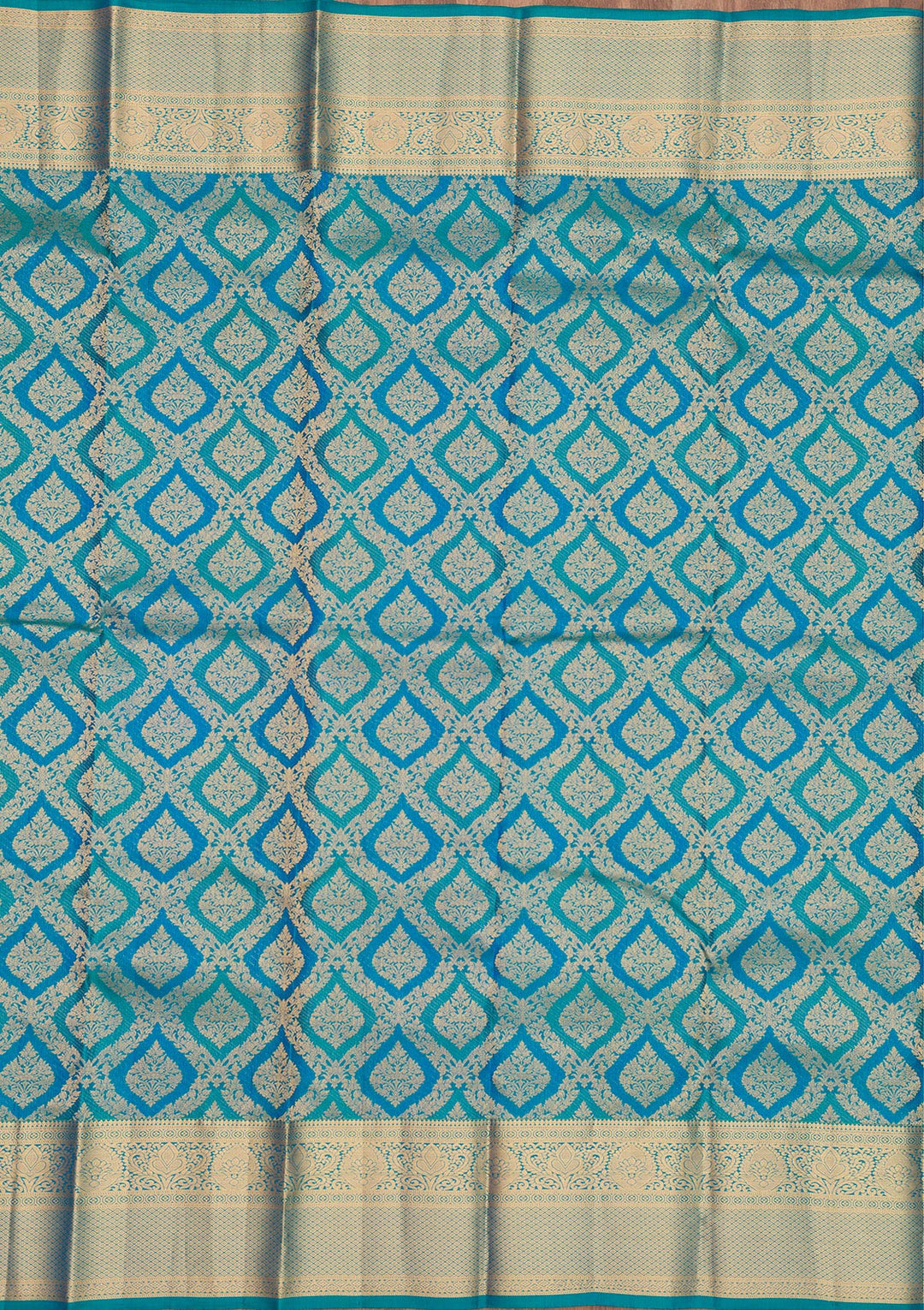 Peacock Blue Zariwork Pure Silk Saree