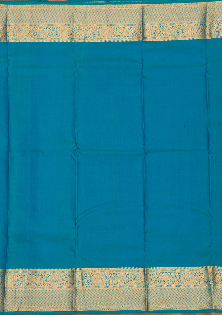 Peacock Blue Zariwork Pure Silk Saree