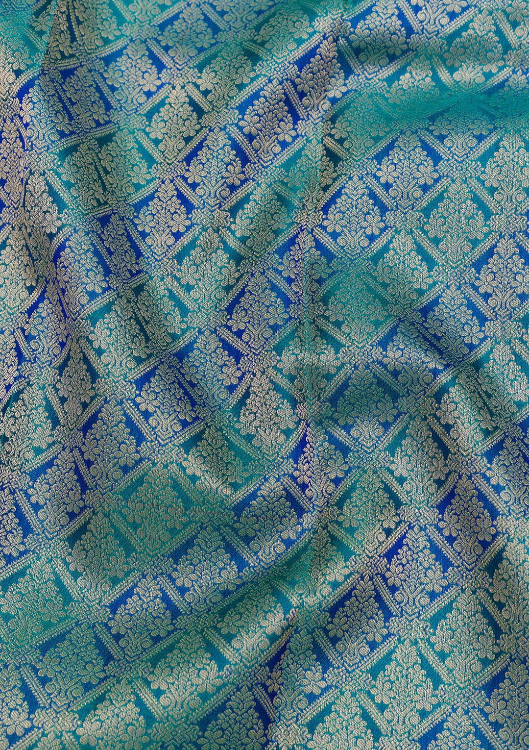 Peacock Blue Zariwork Kanjivaram Pure Silk Saree