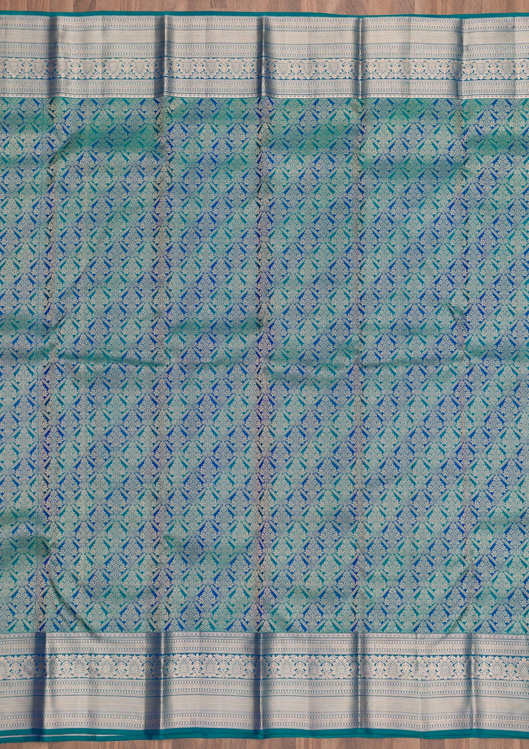 Peacock Blue Zariwork Kanjivaram Pure Silk Saree