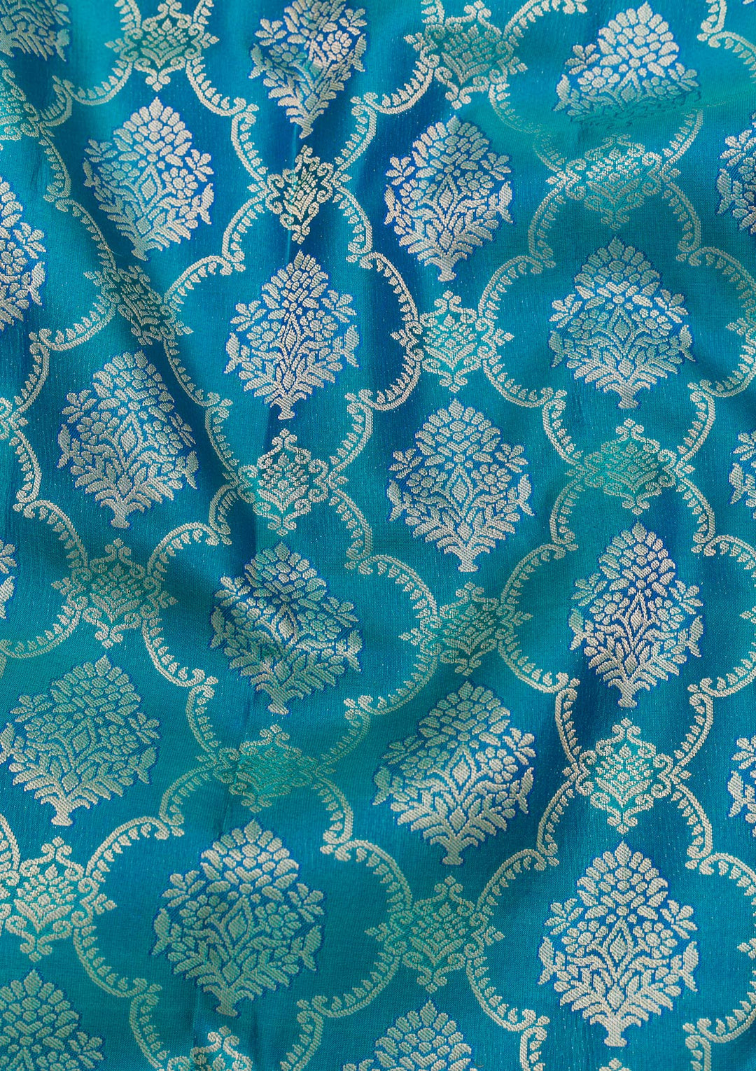 Peacock Blue Zariwork Pure Silk Saree