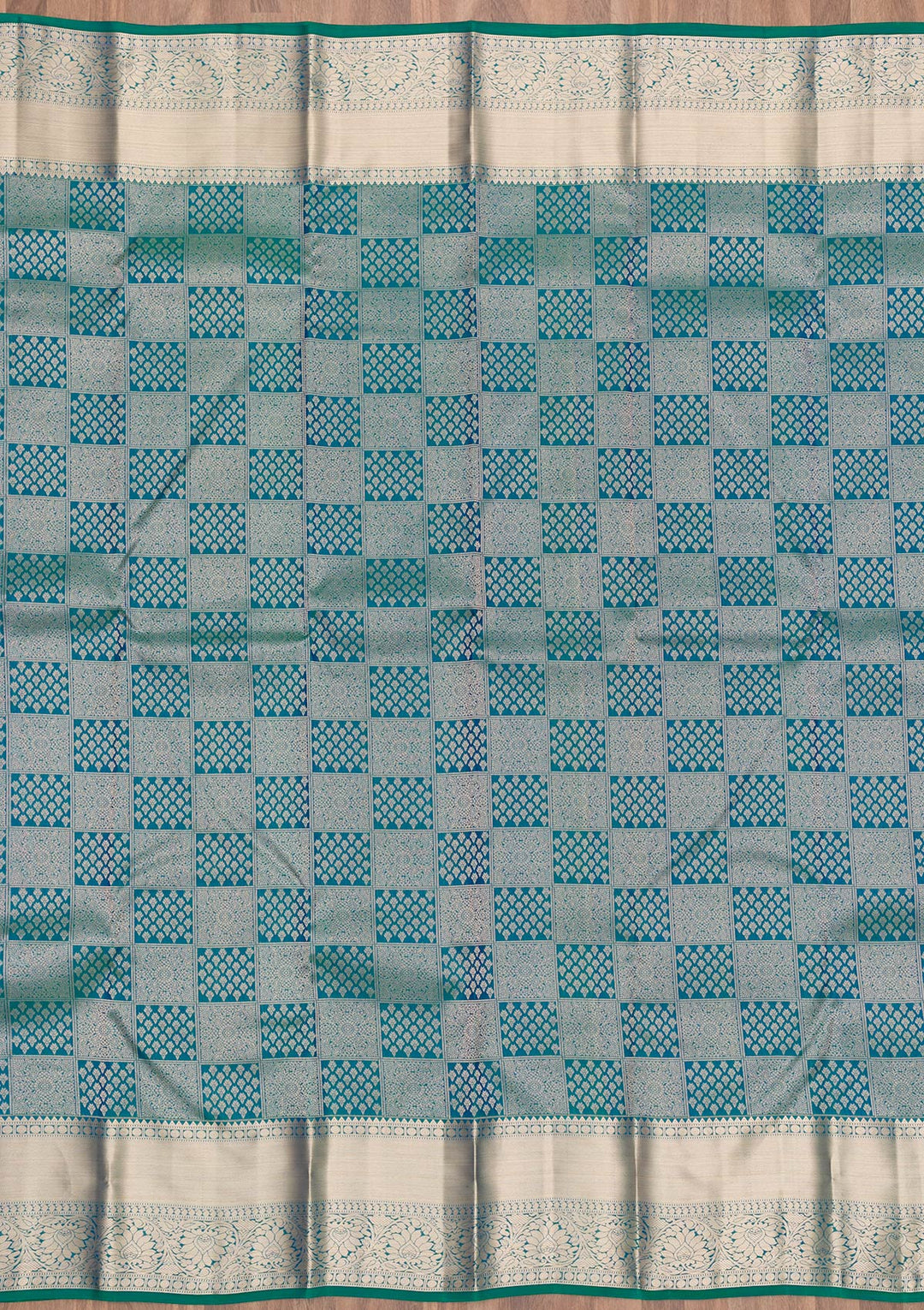Peacock Blue Zariwork Kanjivaram Pure Silk Saree