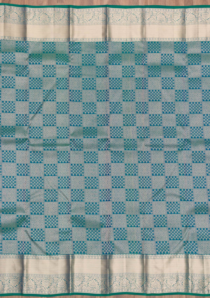 Peacock Blue Zariwork Kanjivaram Pure Silk Saree