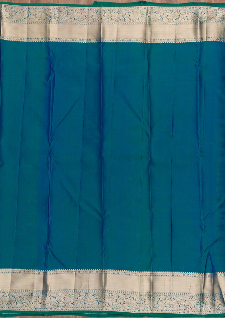 Peacock Blue Zariwork Kanjivaram Pure Silk Saree