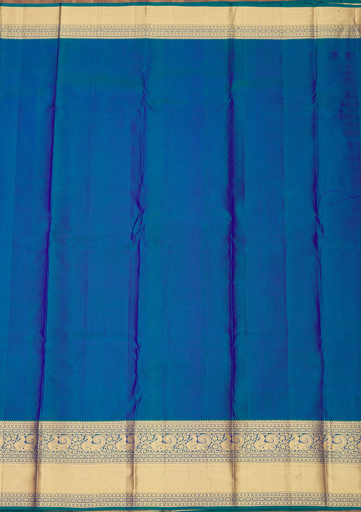 Peacock Blue Zariwork Pure Silk Saree