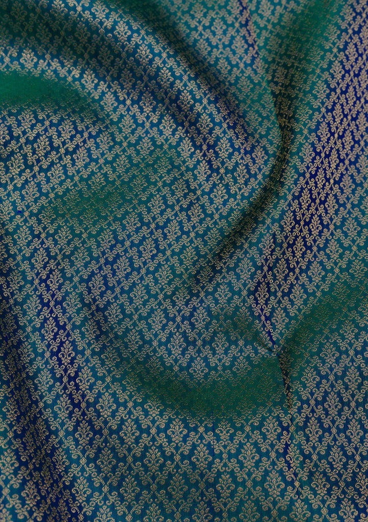 Peacock Blue Zariwork Kanjivaram Pure Silk Saree