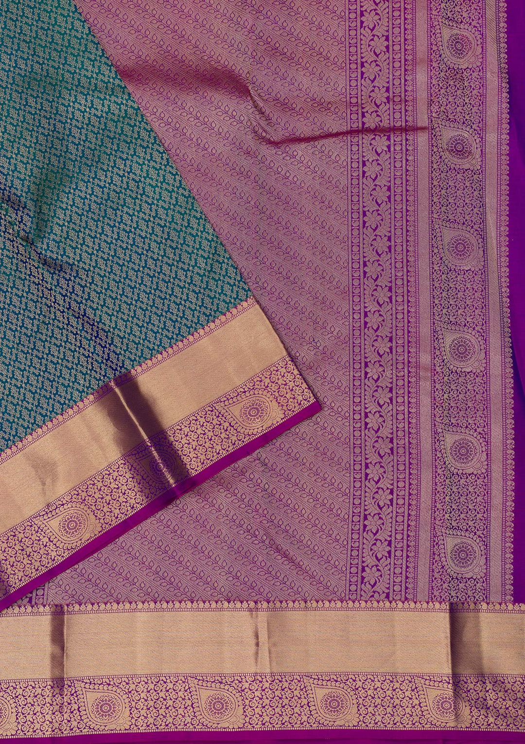 Peacock Blue Zariwork Kanjivaram Pure Silk Saree