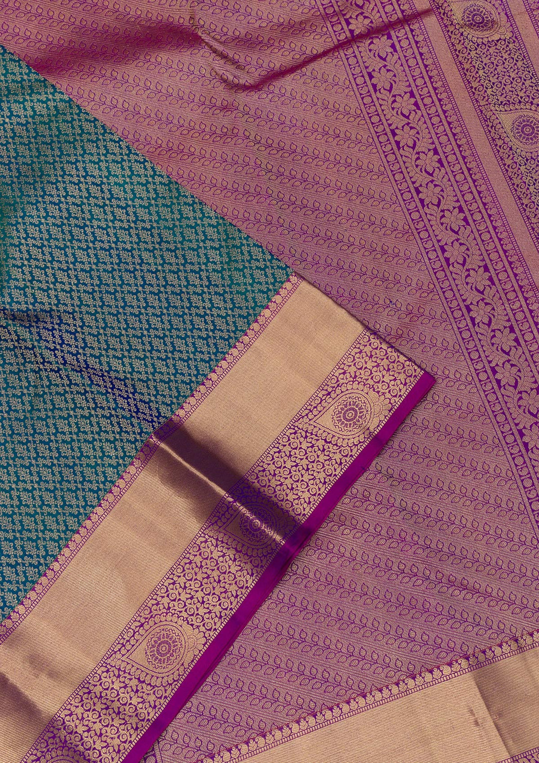 Peacock Blue Zariwork Kanjivaram Pure Silk Saree