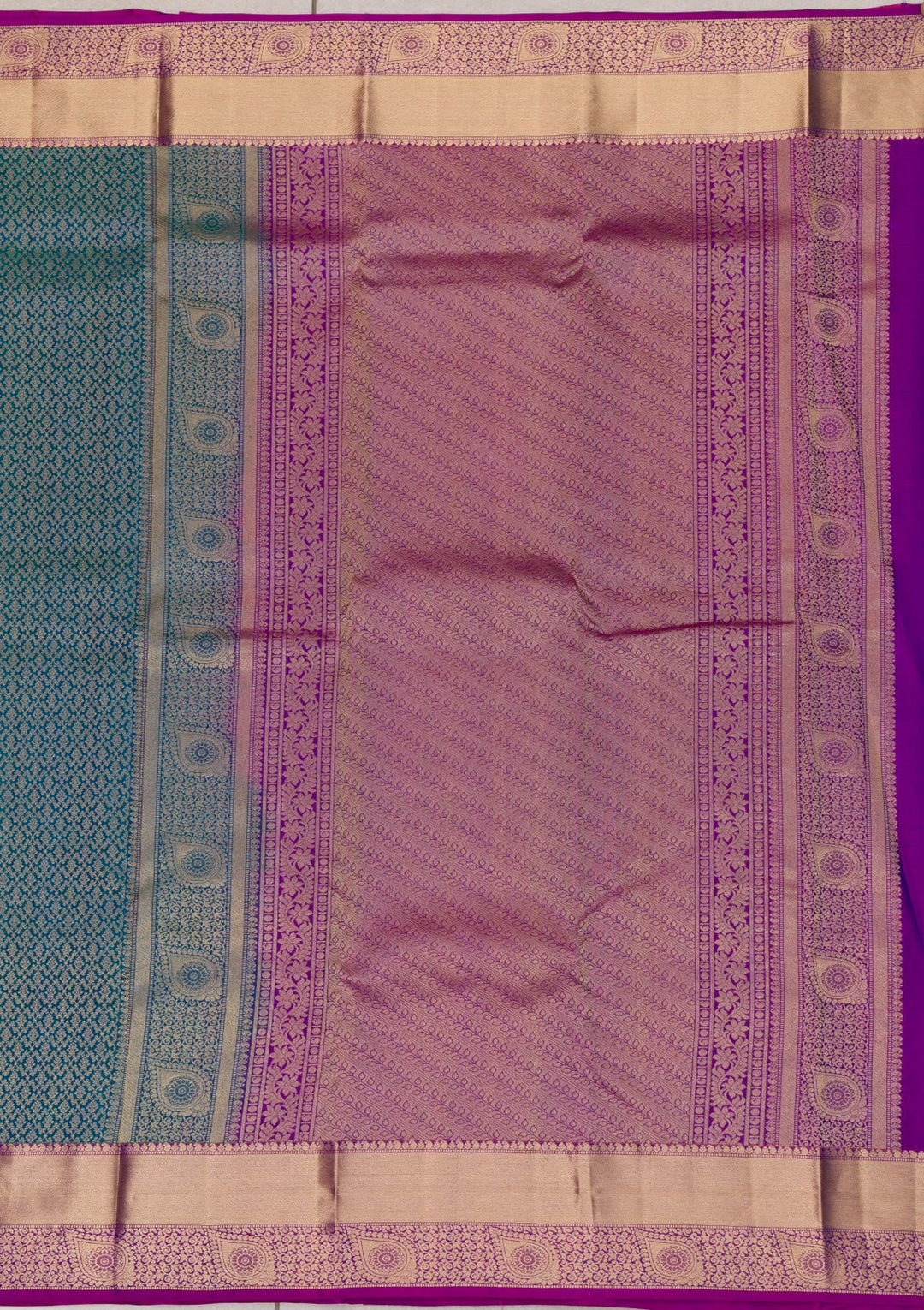 Peacock Blue Zariwork Kanjivaram Pure Silk Saree