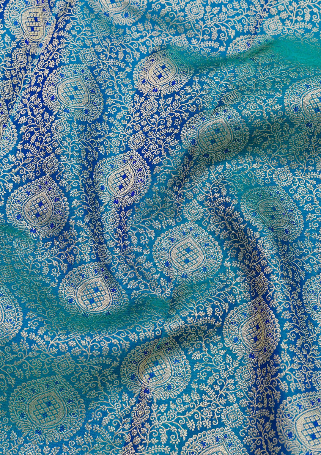 Peacock Blue Zariwork Kanjivaram Pure Silk Saree