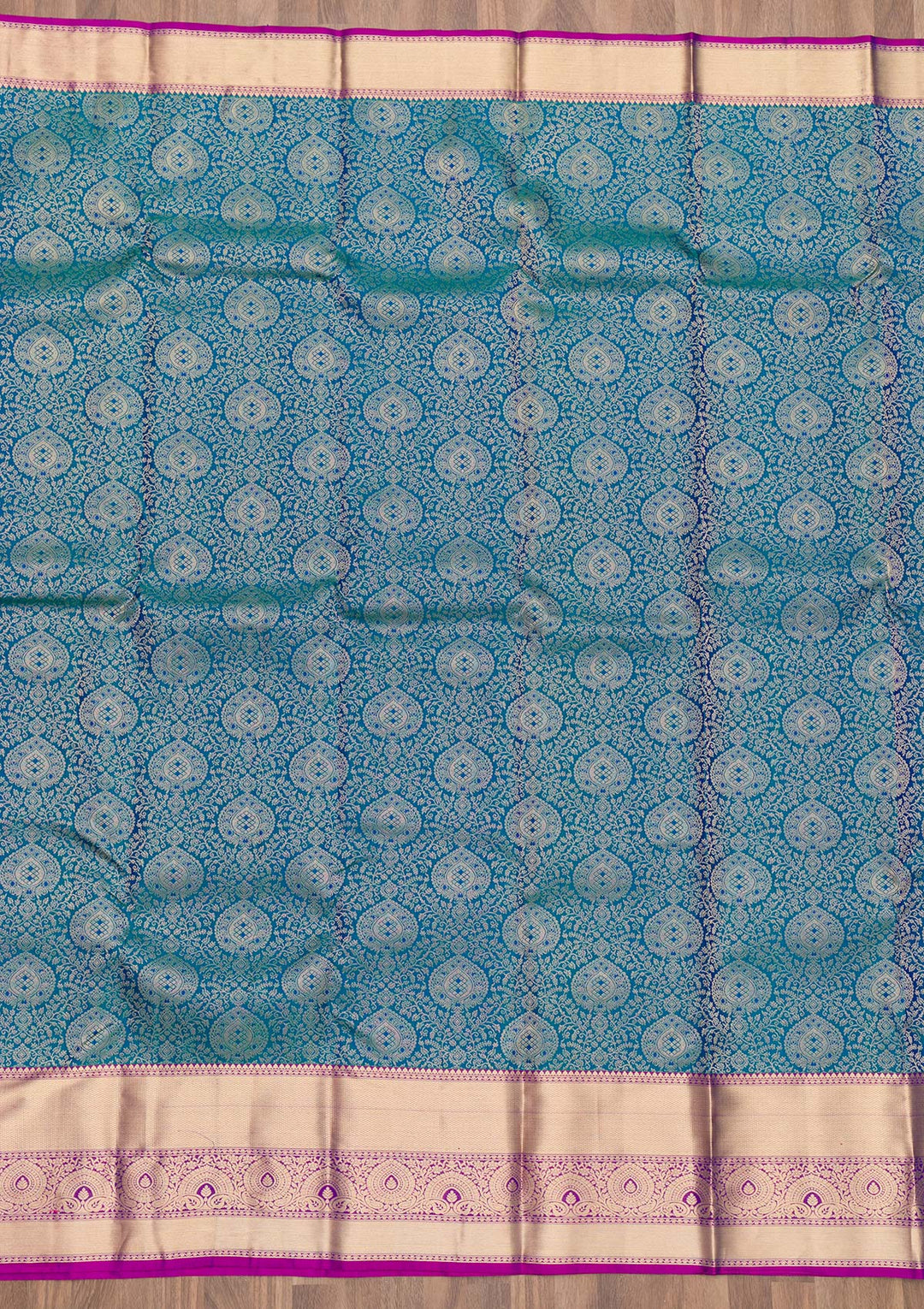 Peacock Blue Zariwork Kanjivaram Pure Silk Saree