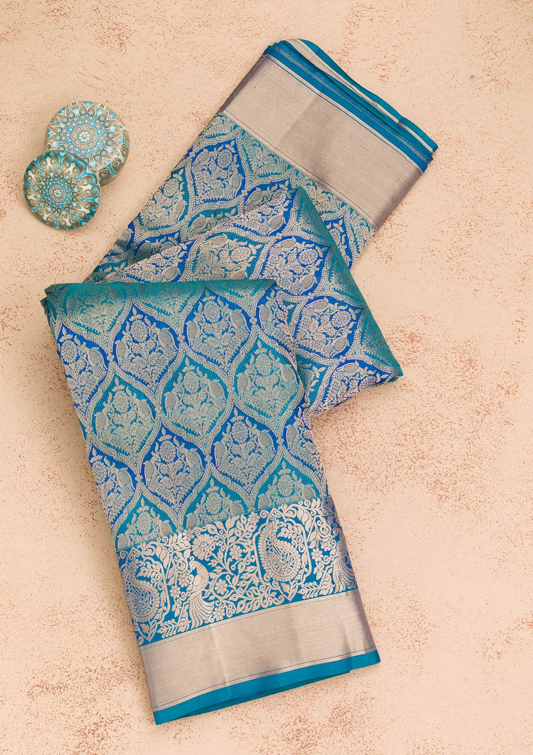 Peacock Blue Zariwork Banarasi Pure Silk Saree