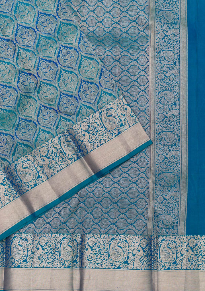 Peacock Blue Zariwork Banarasi Pure Silk Saree