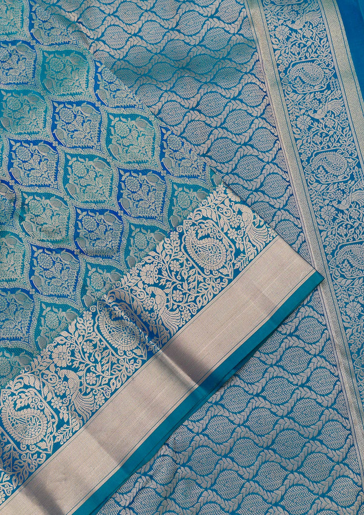 Peacock Blue Zariwork Banarasi Pure Silk Saree