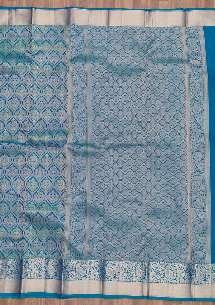Peacock Blue Zariwork Banarasi Pure Silk Saree