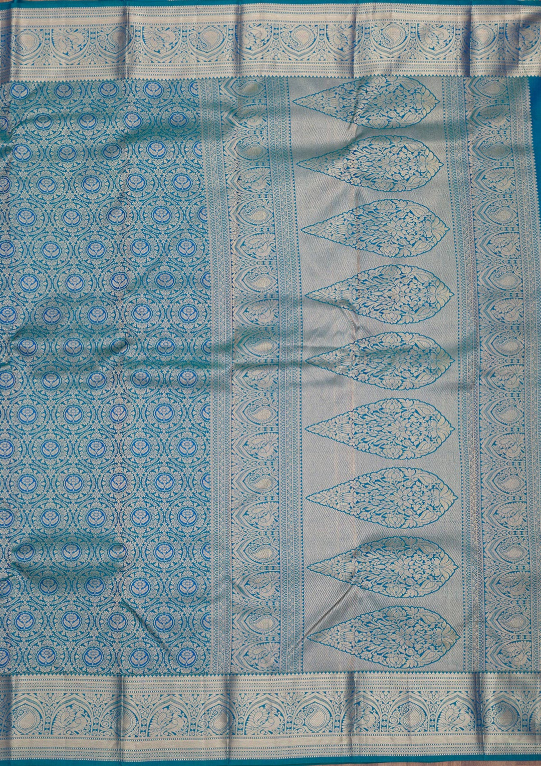 Peacock Blue Zariwork Pure Silk Saree