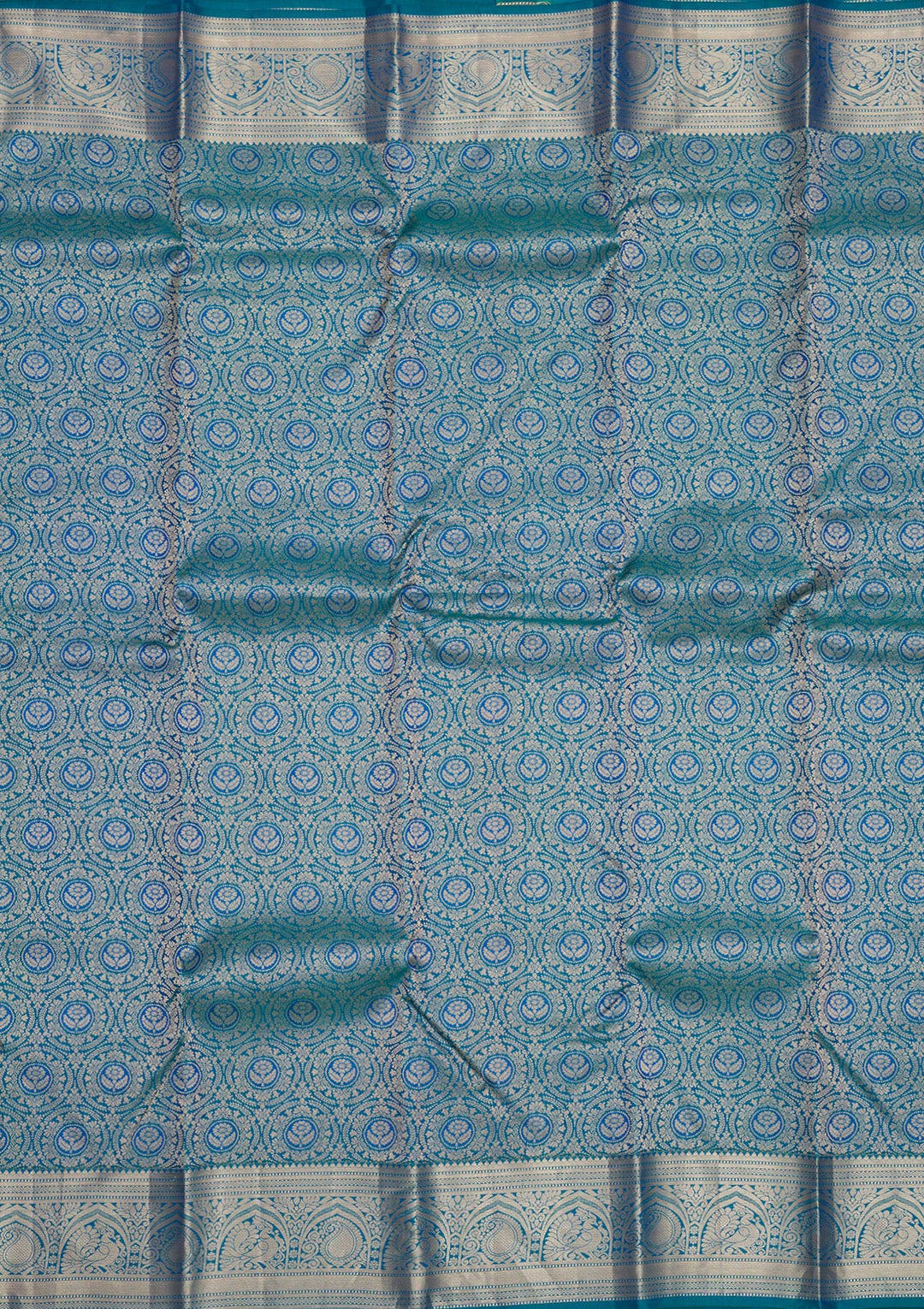 Peacock Blue Zariwork Pure Silk Saree