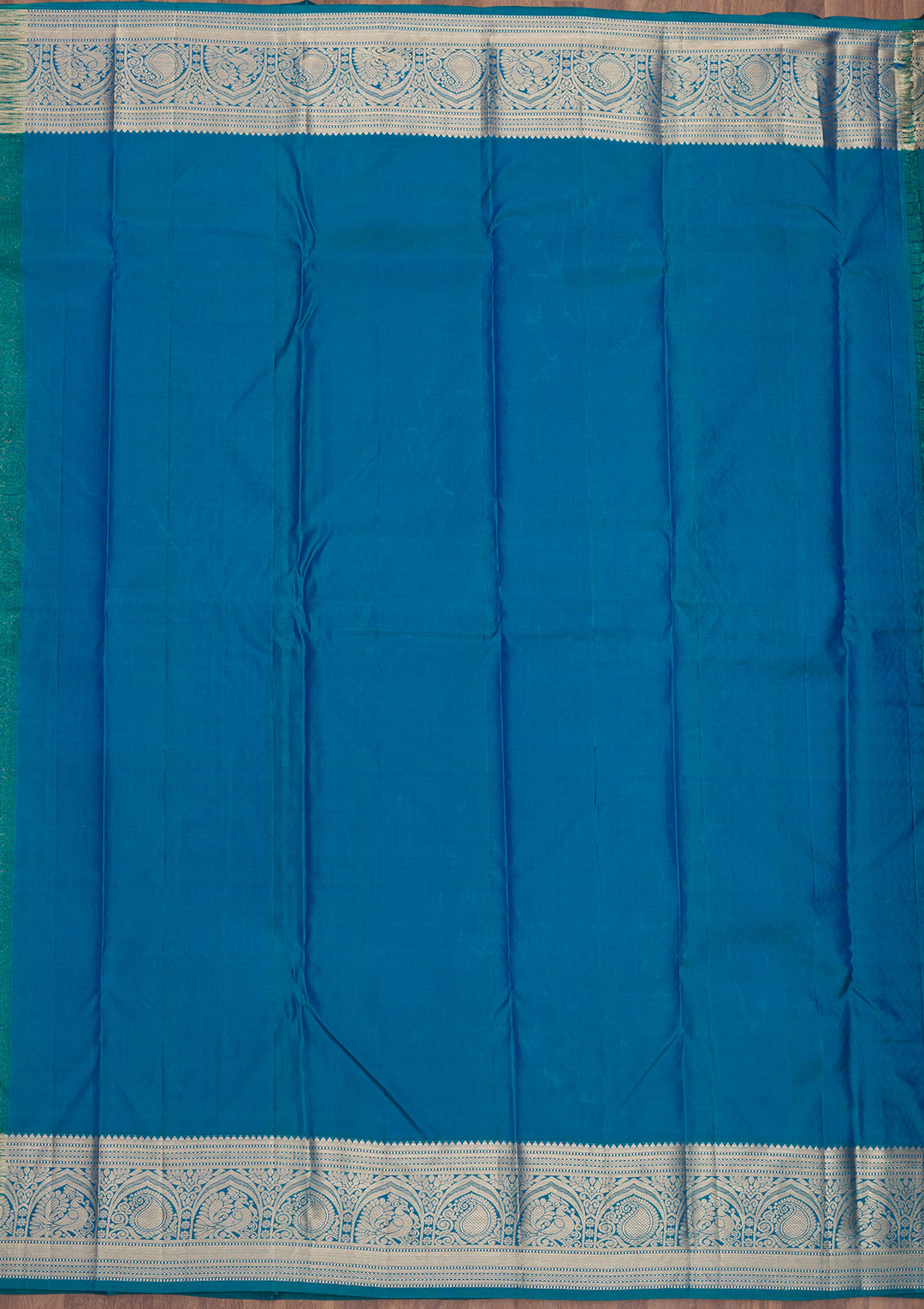 Peacock Blue Zariwork Pure Silk Saree