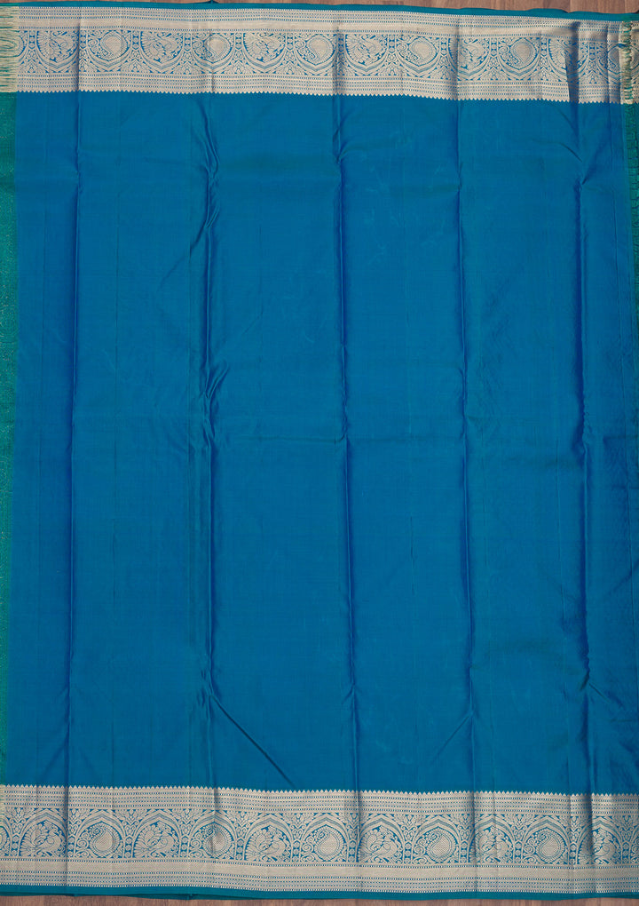 Peacock Blue Zariwork Pure Silk Saree