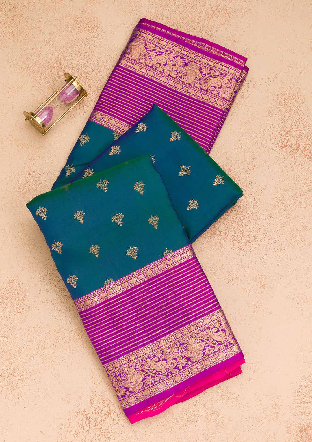 Peacock Blue Zariwork Kanjivaram Pure Silk Saree
