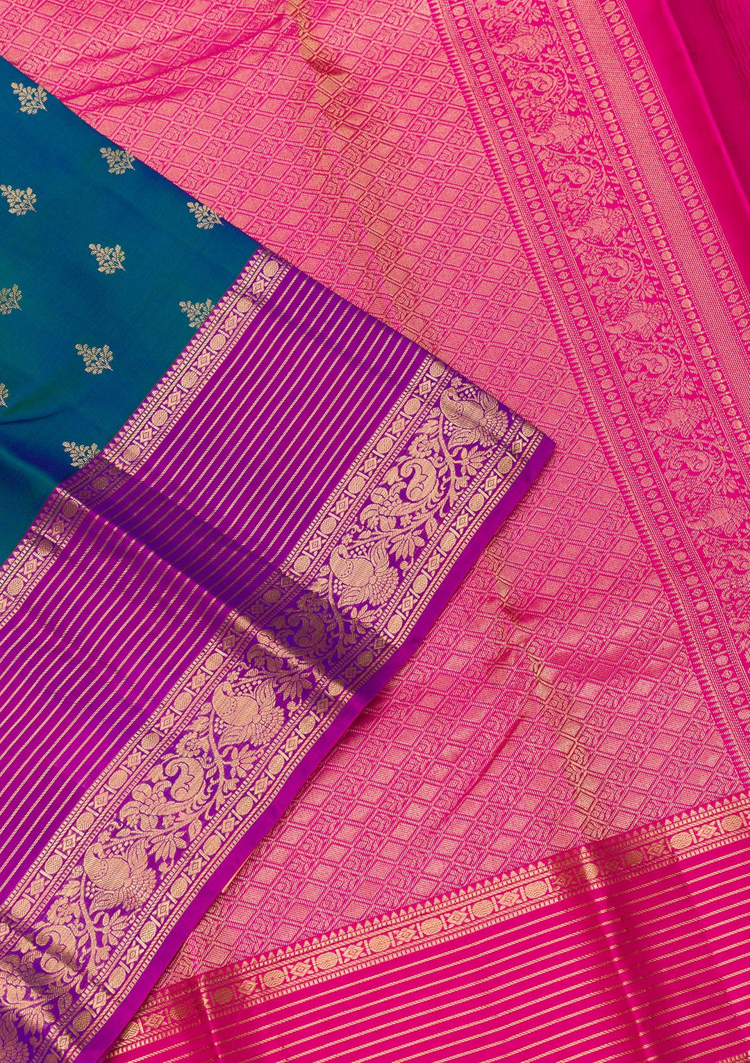 Peacock Blue Zariwork Kanjivaram Pure Silk Saree