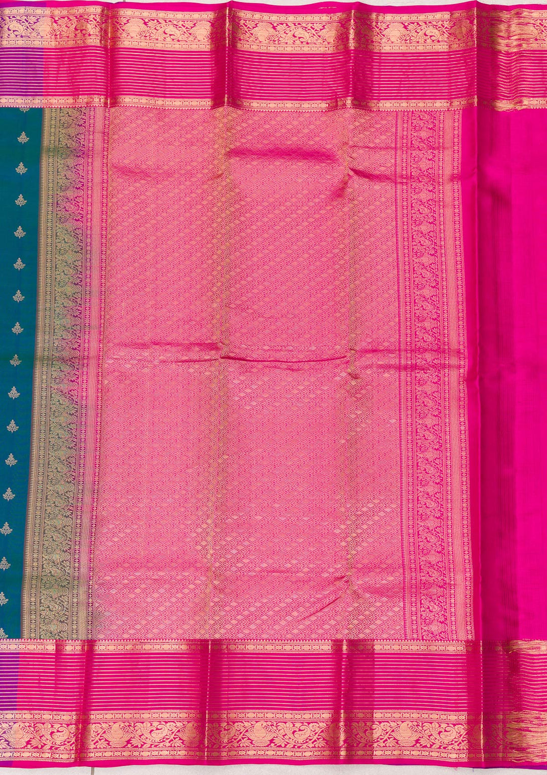 Peacock Blue Zariwork Kanjivaram Pure Silk Saree