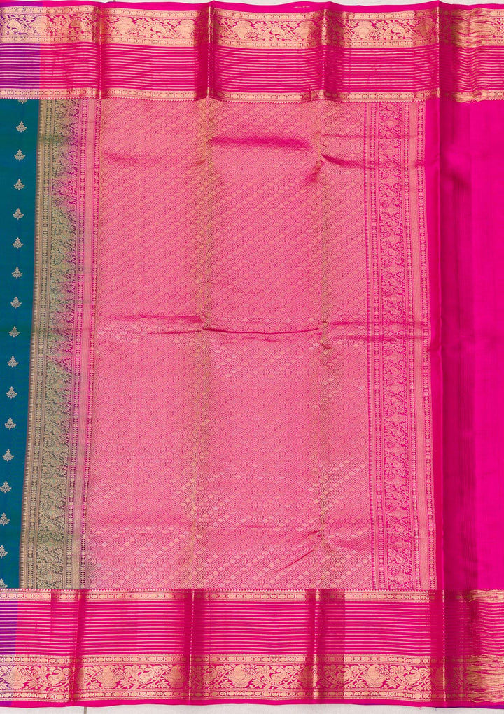 Peacock Blue Zariwork Kanjivaram Pure Silk Saree