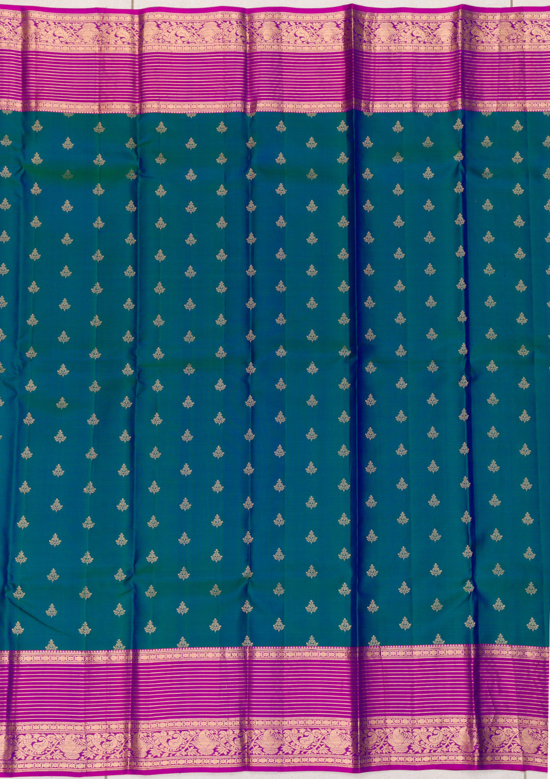 Peacock Blue Zariwork Kanjivaram Pure Silk Saree