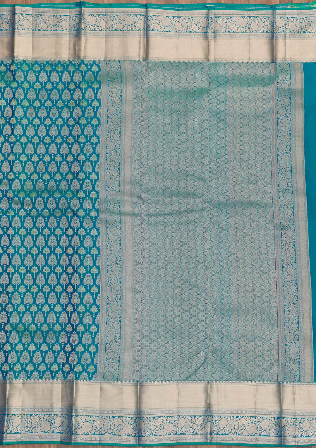 Peacock Blue Zariwork Kanjivaram Pure Silk Saree
