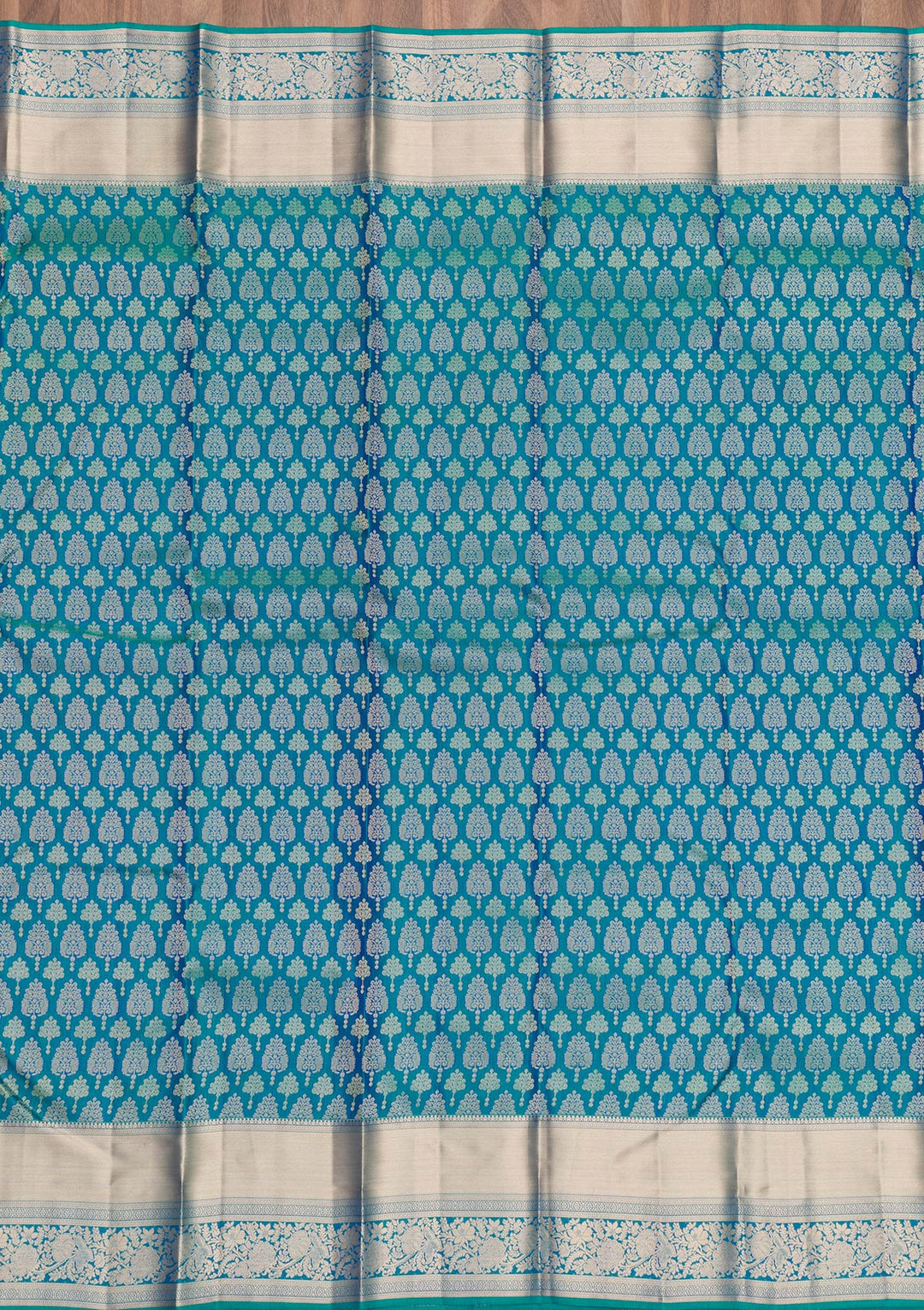 Peacock Blue Zariwork Kanjivaram Pure Silk Saree