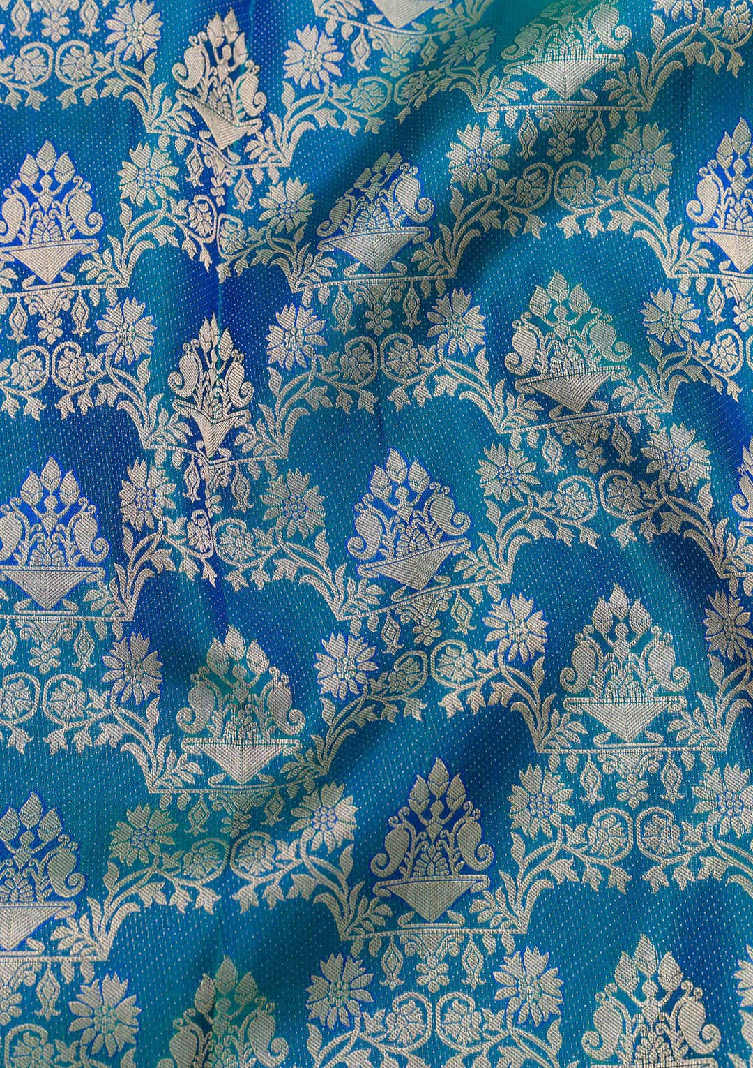 Peacock Blue Zariwork Kanjivaram Pure Silk Saree