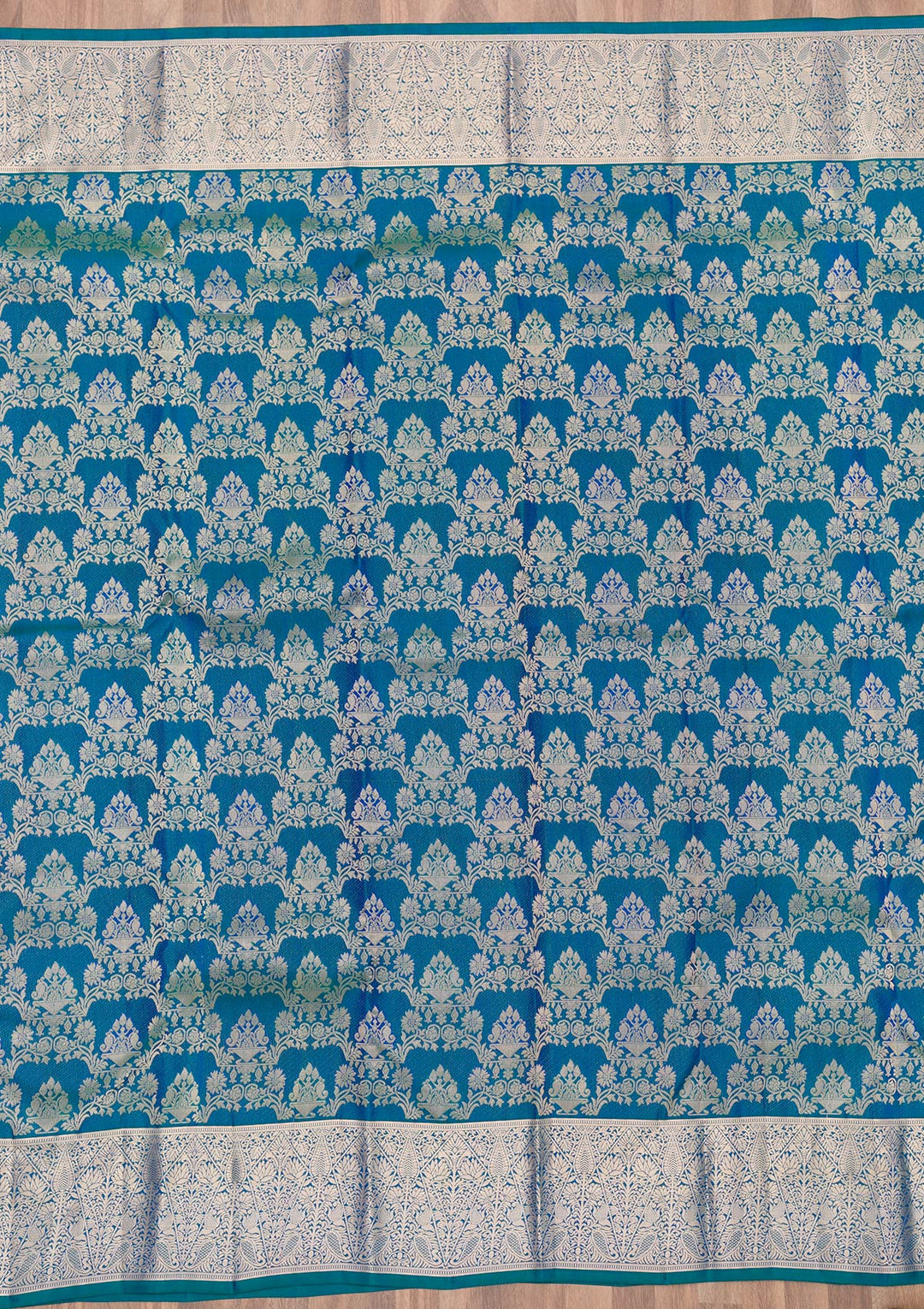 Peacock Blue Zariwork Kanjivaram Pure Silk Saree