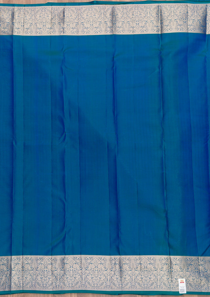 Peacock Blue Zariwork Kanjivaram Pure Silk Saree