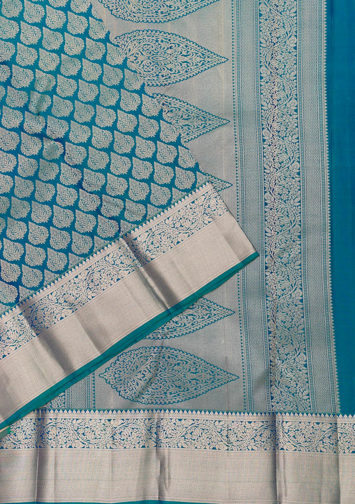 Peacock Blue Zariwork Banarasi Pure Silk Saree