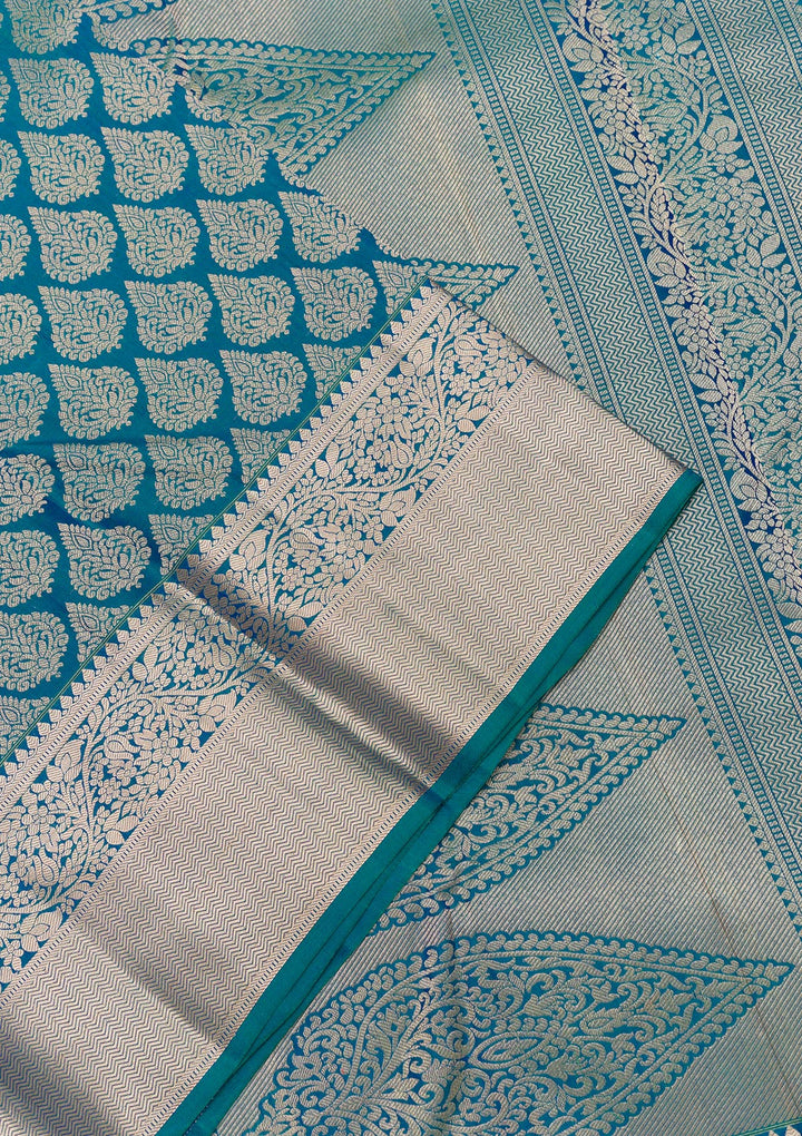 Peacock Blue Zariwork Banarasi Pure Silk Saree
