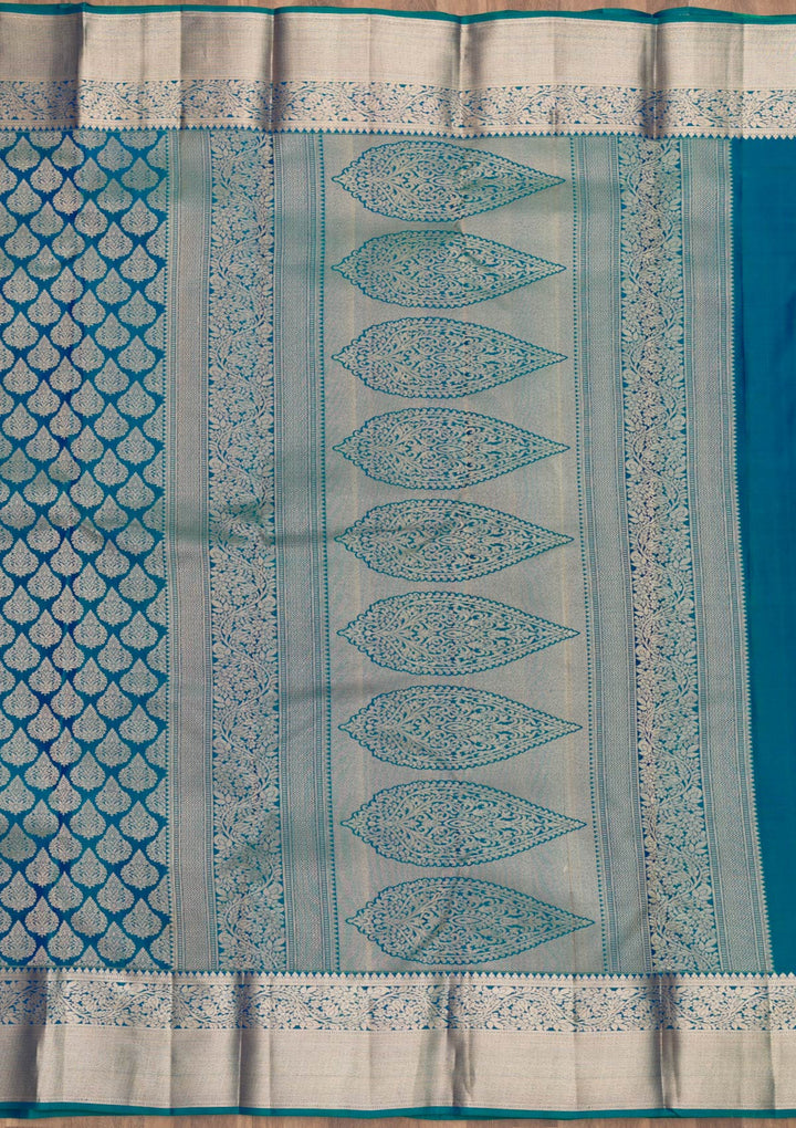 Peacock Blue Zariwork Banarasi Pure Silk Saree