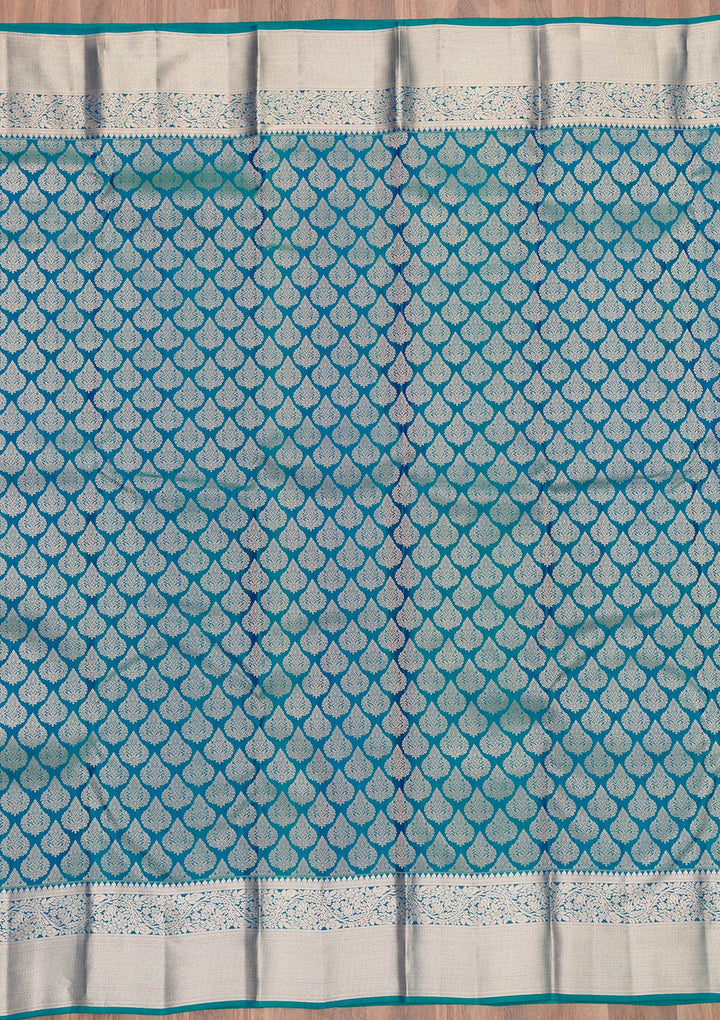 Peacock Blue Zariwork Banarasi Pure Silk Saree
