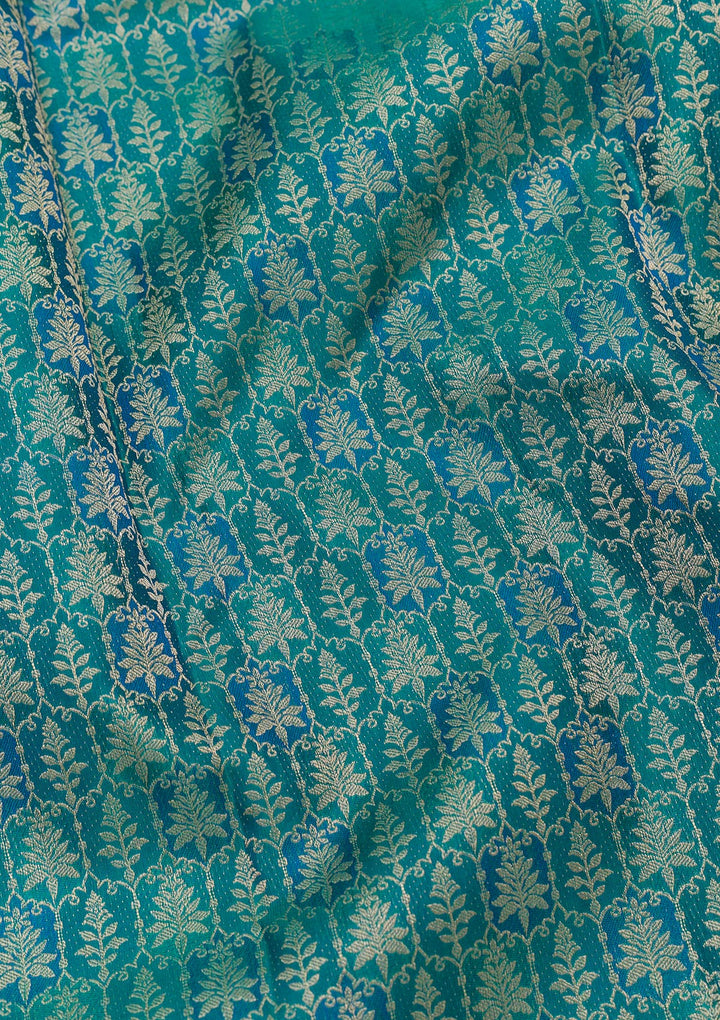 Peacock Blue Zariwork Kanjivaram Pure Silk Saree