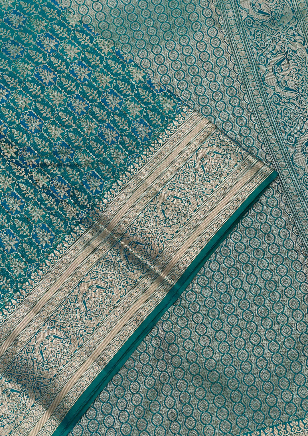Peacock Blue Zariwork Kanjivaram Pure Silk Saree