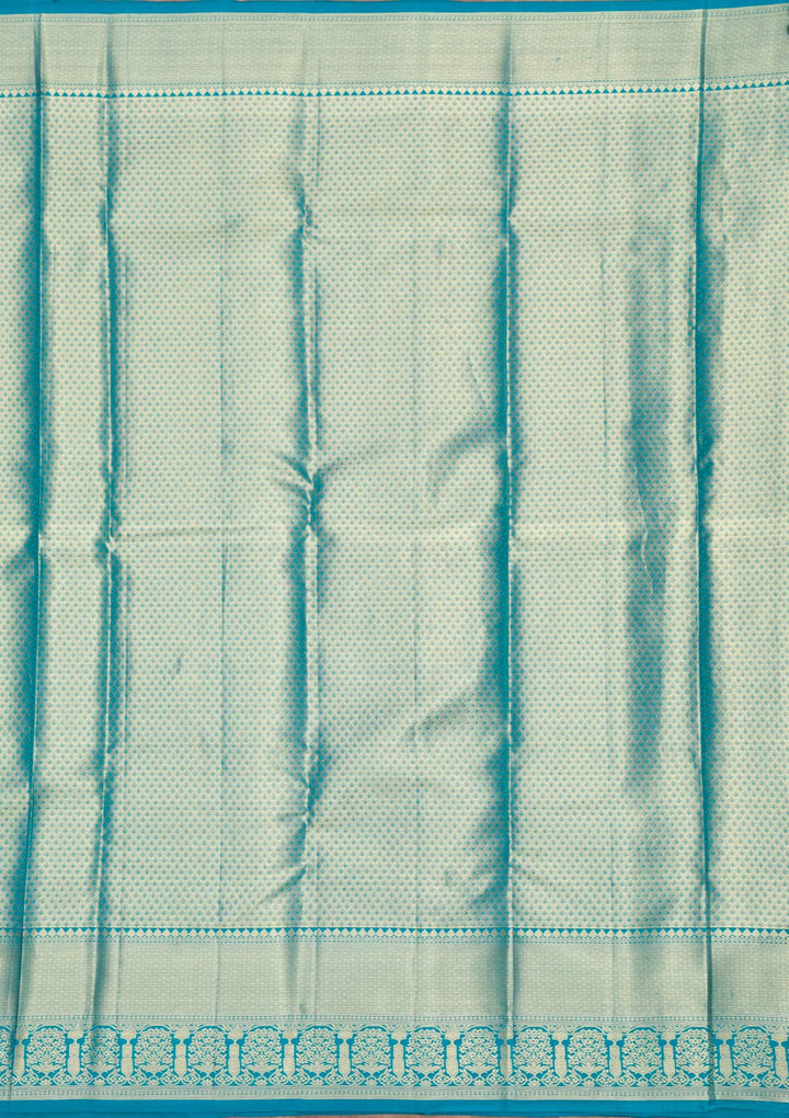 Peacock Blue Zariwork Pure Silk Saree